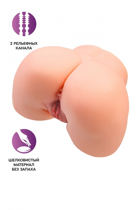 Телесный мастурбатор в форме попки с 2 любовными входами - No Name - в Новошахтинске купить с доставкой