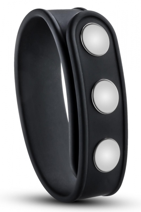 Черное эрекционное кольцо на кнопках - Blush Novelties - в Новошахтинске купить с доставкой
