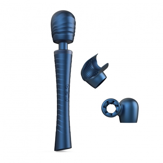 Синий вибромассажёр с насадками Man.wand Edgy - Manwan - в Новошахтинске купить с доставкой