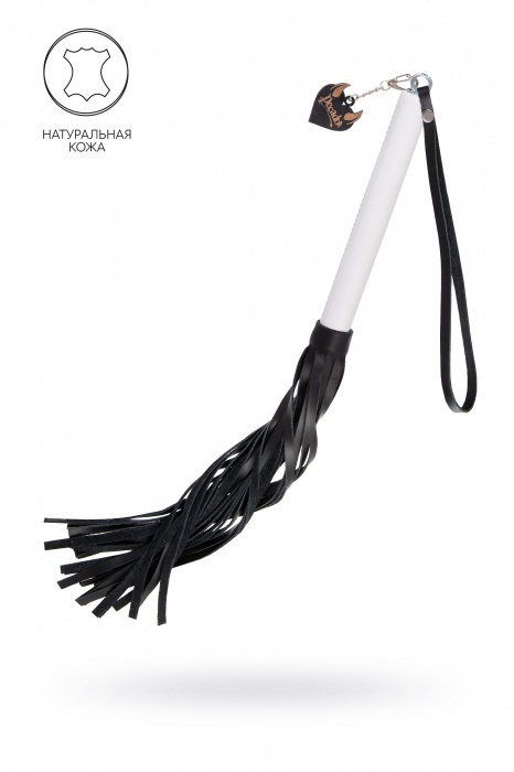 Плеть с белой рукоятью и чёрными хлыстами - 50 см. - Pecado - купить с доставкой в Новошахтинске