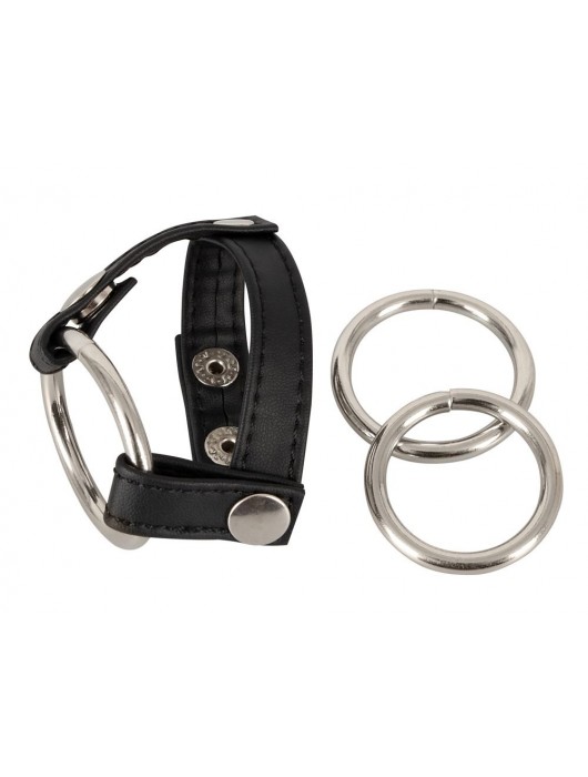 Подхват для мошонки с 3 съемными эрекционными кольцами Leder-Riemen - Orion - в Новошахтинске купить с доставкой