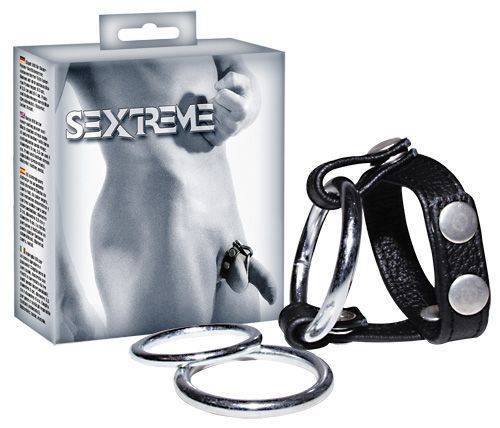 Подхват для мошонки с 3 съемными эрекционными кольцами Leder-Riemen - Orion - в Новошахтинске купить с доставкой