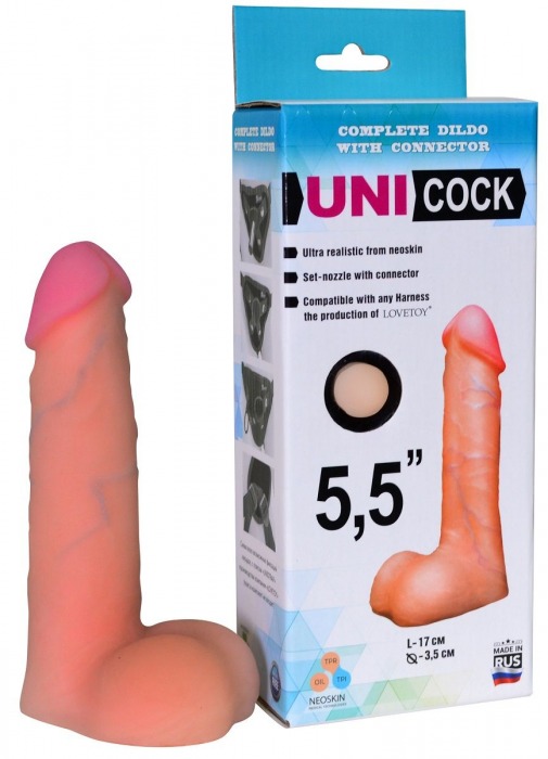 Фаллическая насадка Харнесс UNICOCK 5,5  - 17 см. - LOVETOY (А-Полимер) - купить с доставкой в Новошахтинске