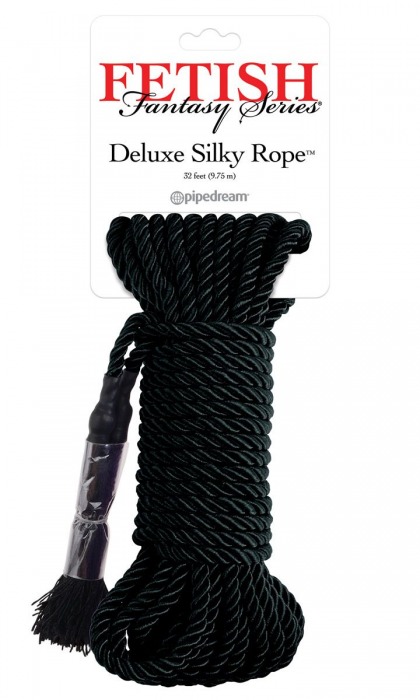 Черная веревка для фиксации Deluxe Silky Rope - 9,75 м. - Pipedream - купить с доставкой в Новошахтинске