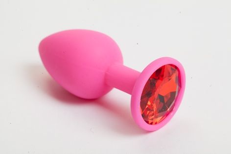 Розовая анальная пробка с красным кристаллом - 9,5 см. - 4sexdreaM - купить с доставкой в Новошахтинске