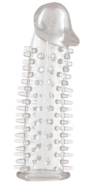 Прозрачная насадка на половой член с закрытой головкой и шипами - 12,5 см. - Toyfa Basic - в Новошахтинске купить с доставкой