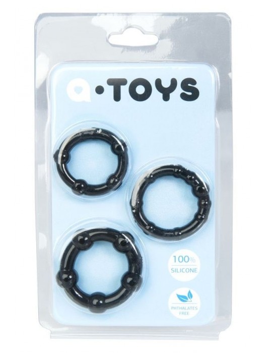 Набор из 3 чёрных эрекционных колец A-toys - A-toys - в Новошахтинске купить с доставкой