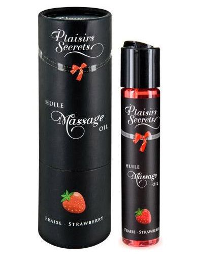 Массажное масло с ароматом клубники Huile de Massage Gourmande Fraise des Bois - 59 мл. - Plaisir Secret - купить с доставкой в Новошахтинске