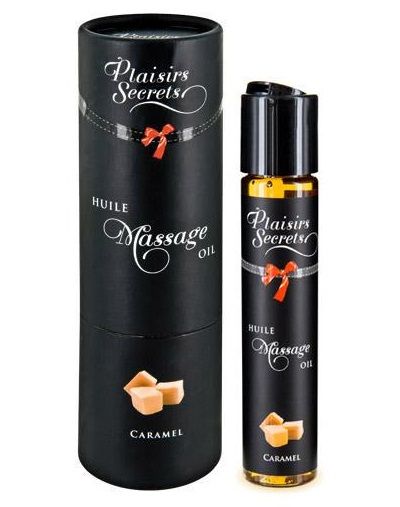 Массажное масло с ароматом карамели Huile de Massage Gourmande Caramel - 59 мл. - Plaisir Secret - купить с доставкой в Новошахтинске