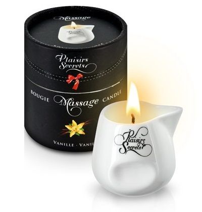Массажная свеча с ароматом ванили Bougie Massage Gourmande Vanille - 80 мл. - Plaisir Secret - купить с доставкой в Новошахтинске
