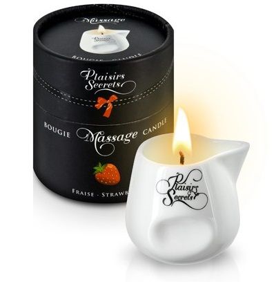 Массажная свеча с ароматом клубники Bougie de Massage Gourmande Fraise - 80 мл. - Plaisir Secret - купить с доставкой в Новошахтинске