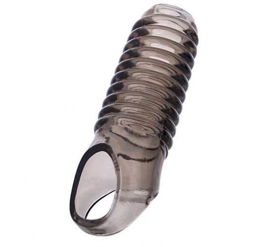 Дымчатая насадка с рёбрышками и подхватом мошонки ToyFa XLover - 12,5 см. - ToyFa - в Новошахтинске купить с доставкой