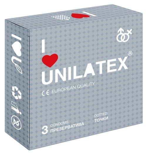 Презервативы с точками Unilatex Dotted - 3 шт. - Unilatex - купить с доставкой в Новошахтинске