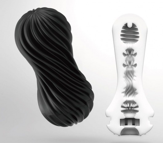 Мастурбатор FLEX Rocky Black с плотным рельефом - Tenga - в Новошахтинске купить с доставкой