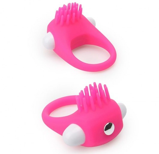 Розовое эрекционное кольцо с щеточкой LIT-UP SILICONE STIMU RING 5 - Dream Toys - в Новошахтинске купить с доставкой