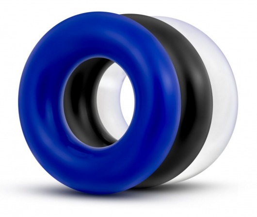 Набор из 3 разноцветных колец Stay Hard Donut Rings - Blush Novelties - в Новошахтинске купить с доставкой