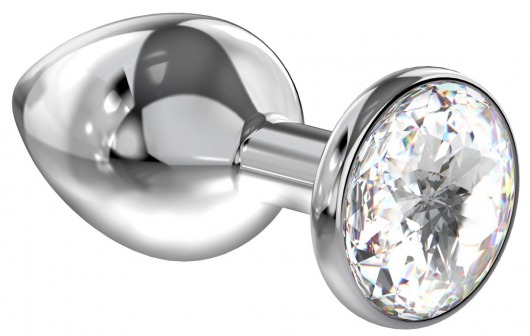 Большая серебристая анальная пробка Diamond Clear Sparkle Large с прозрачным кристаллом - 8 см. - Lola Games - купить с доставкой в Новошахтинске