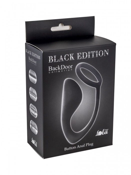 Чёрное эрекционное кольцо с анальной пробкой Button Anal Plug - Lola Games - в Новошахтинске купить с доставкой