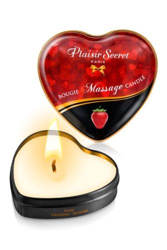 Массажная свеча с ароматом клубники Bougie Massage Candle - 35 мл. - Plaisir Secret - купить с доставкой в Новошахтинске