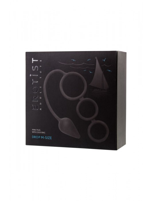 Тройное эрекционное кольцо с анальным хвостом Drop M-size - Erotist Adult Toys - в Новошахтинске купить с доставкой