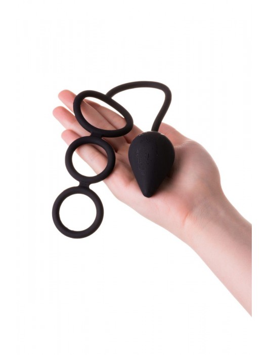 Тройное эрекционное кольцо с анальным хвостом Drop M-size - Erotist Adult Toys - в Новошахтинске купить с доставкой