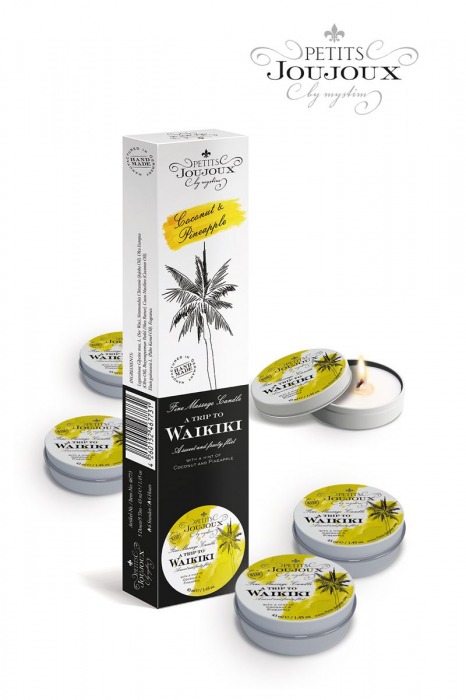 Набор из 5 свечей Petits Joujoux Waikiki Beach с ароматом кокоса и ананаса - MyStim - купить с доставкой в Новошахтинске