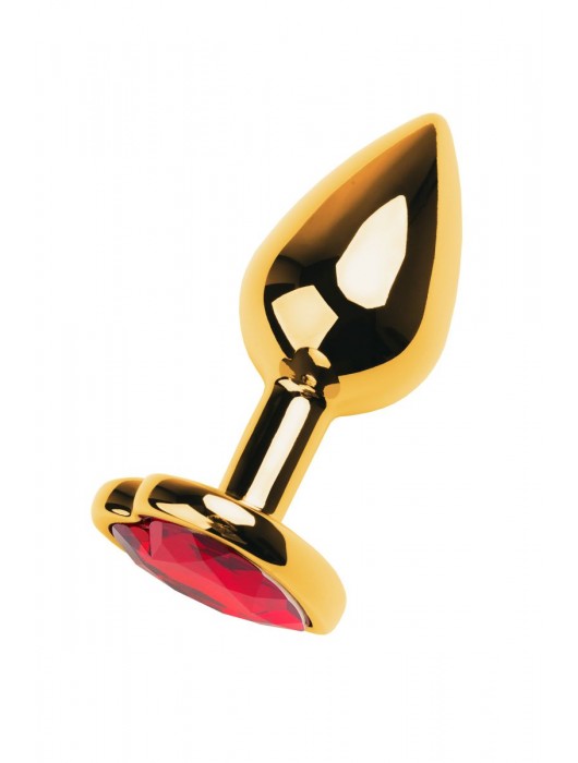 Золотистая анальная пробка с кристаллом-сердцем - 7,5 см. - ToyFa - купить с доставкой в Новошахтинске