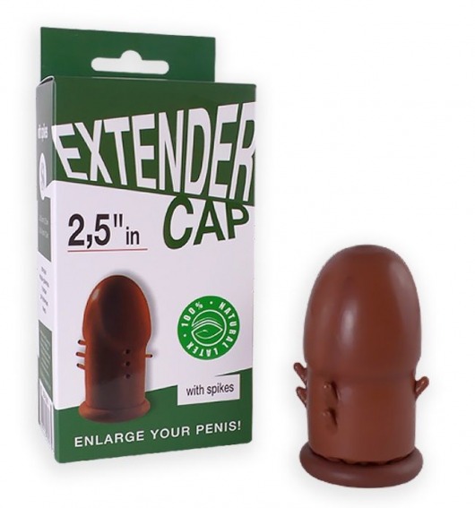 Коричневый латексный удлинитель пениса 2.5 in с шипиками - Sitabella - в Новошахтинске купить с доставкой