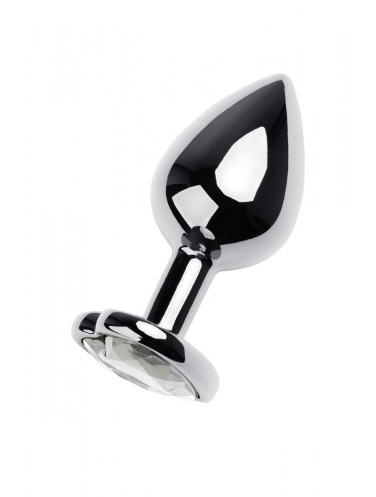 Серебристая анальная пробка с прозрачным кристаллом-сердцем - 8 см. - ToyFa - купить с доставкой в Новошахтинске