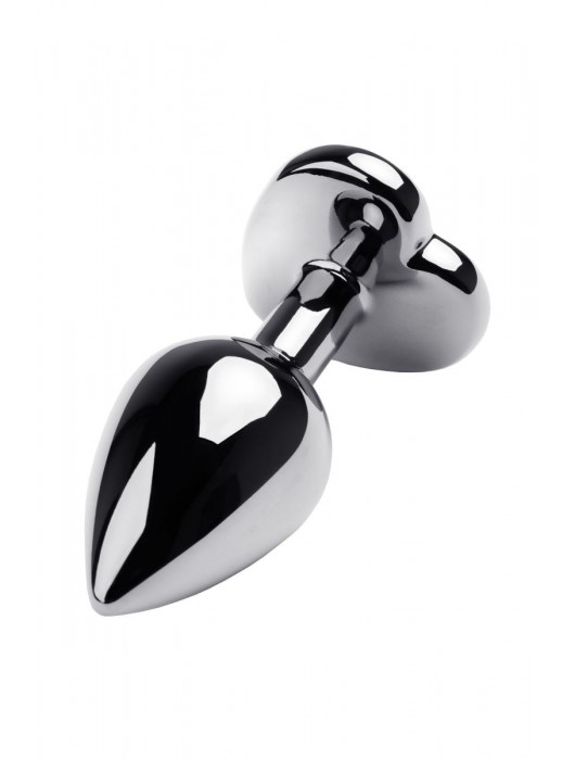 Серебристая анальная пробка с прозрачным кристаллом-сердцем - 8 см. - ToyFa - купить с доставкой в Новошахтинске