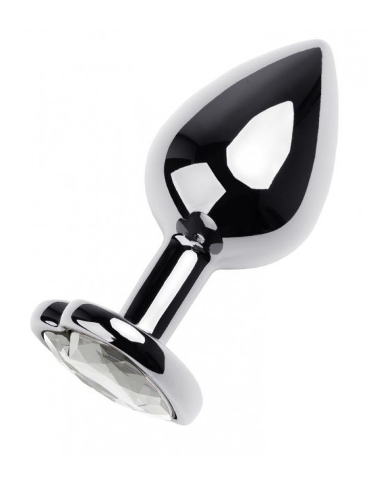 Серебристая анальная пробка с прозрачным кристаллом-сердцем - 8 см. - ToyFa - купить с доставкой в Новошахтинске