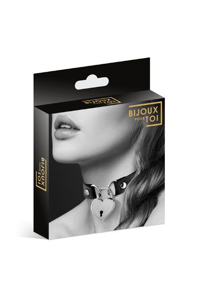 Черный чокер с замком в форме сердца - Bijoux Pour Toi - купить с доставкой в Новошахтинске
