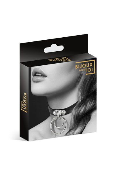 Черный чокер с двумя кольцами - Bijoux Pour Toi - купить с доставкой в Новошахтинске