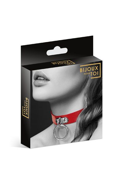 Красный узенький чокер с кольцом - Bijoux Pour Toi - купить с доставкой в Новошахтинске