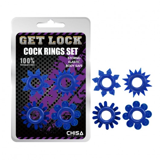 Набор из 4 синих колец Get Lock - Chisa - в Новошахтинске купить с доставкой