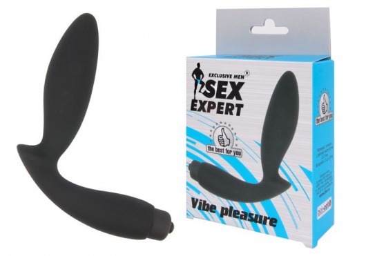 Чёрный вибростимулятор простаты Sex Expert Vibe Pleasure - Sex Expert - в Новошахтинске купить с доставкой