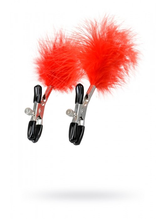 Зажимы для сосков с красным пухом Theatre - ToyFa - купить с доставкой в Новошахтинске