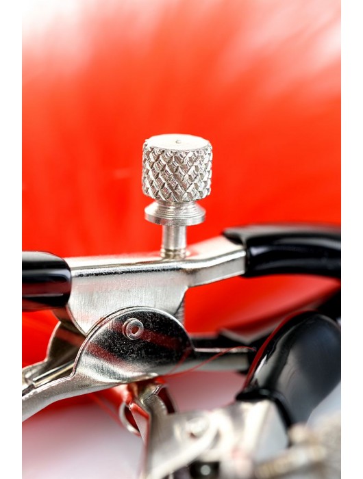 Зажимы для сосков с красным пухом Theatre - ToyFa - купить с доставкой в Новошахтинске