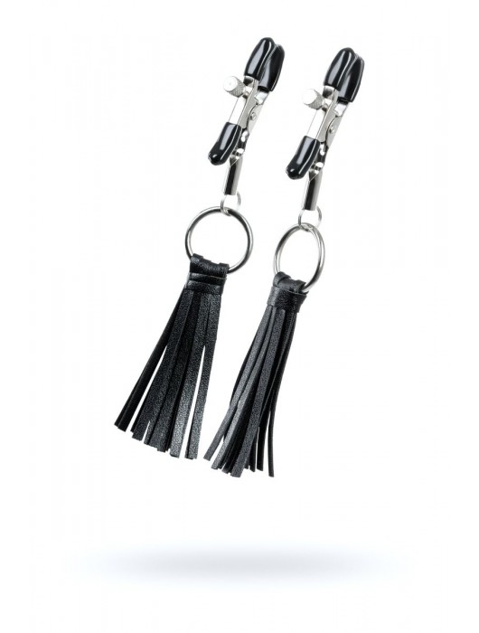 Черно-серебристые зажимы для сосков Theatre с кисточками - ToyFa - купить с доставкой в Новошахтинске