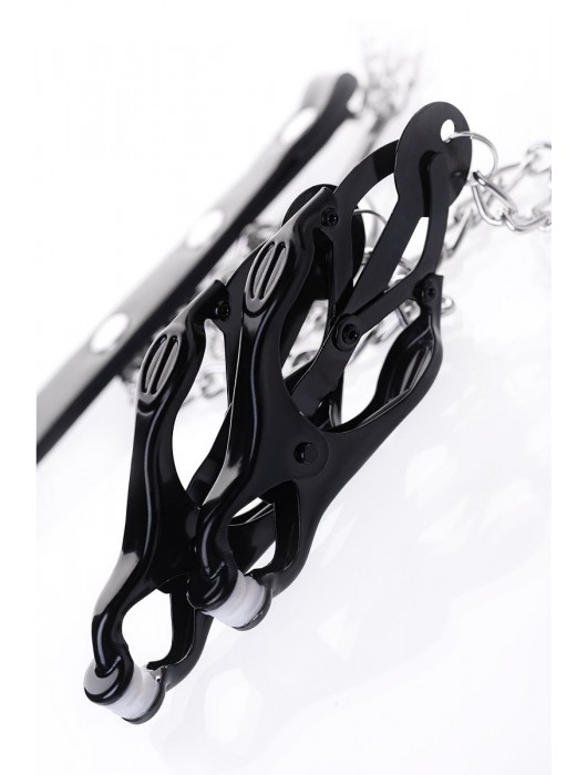 Черно-серебристые зажимы для сосков с кольцом для пениса TOYFA Metal - ToyFa - купить с доставкой в Новошахтинске