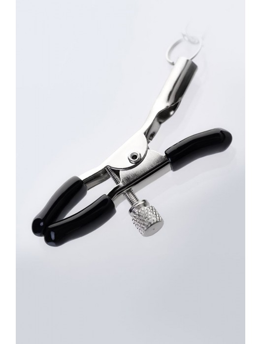 Серебристо-чёрные зажимы для сосков с кольцом для пениса TOYFA Metal - ToyFa - купить с доставкой в Новошахтинске