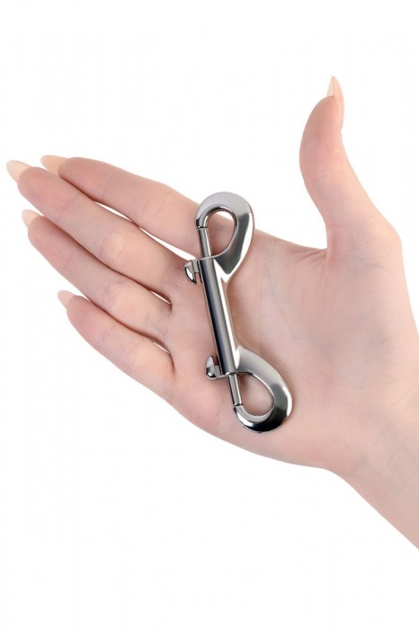 Серебристый двухсторонний карабин TOYFA Metal - ToyFa - купить с доставкой в Новошахтинске